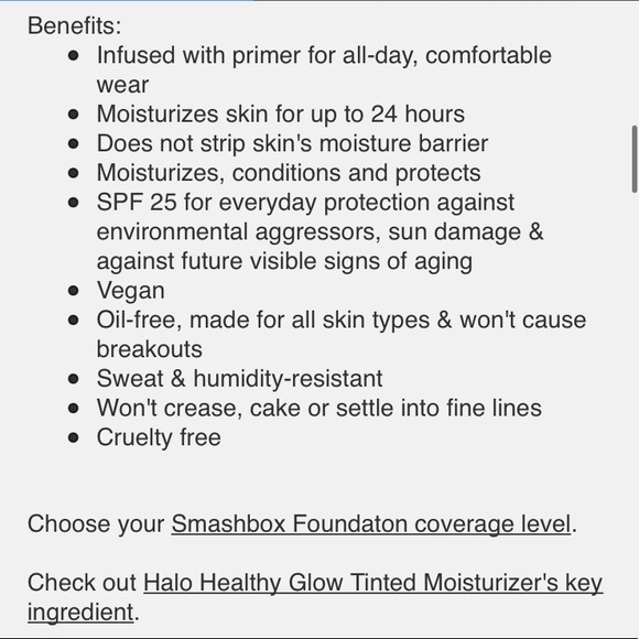 Smashbox HALO All in One Healthy Glow Tinted Moisturizer Dark brown Tan SPF 25+ - Picture 4 of 7
